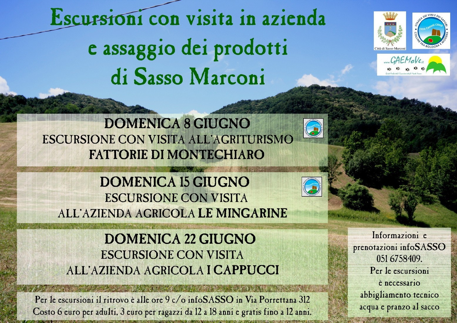 Tre escursioni sulle colline di Sasso Marconi, tra natura e sapori