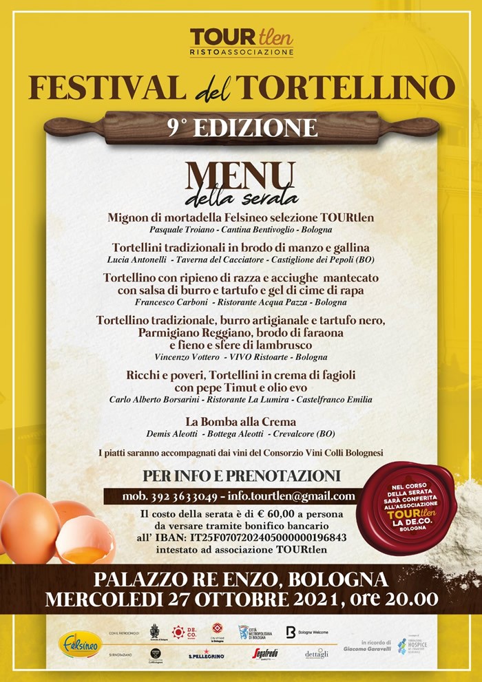 Menu del Festival del Tortellino a Bologna